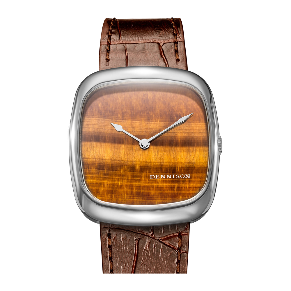 Dennison Natural Stone Tiger Eye In Steel Brown Dial Straps