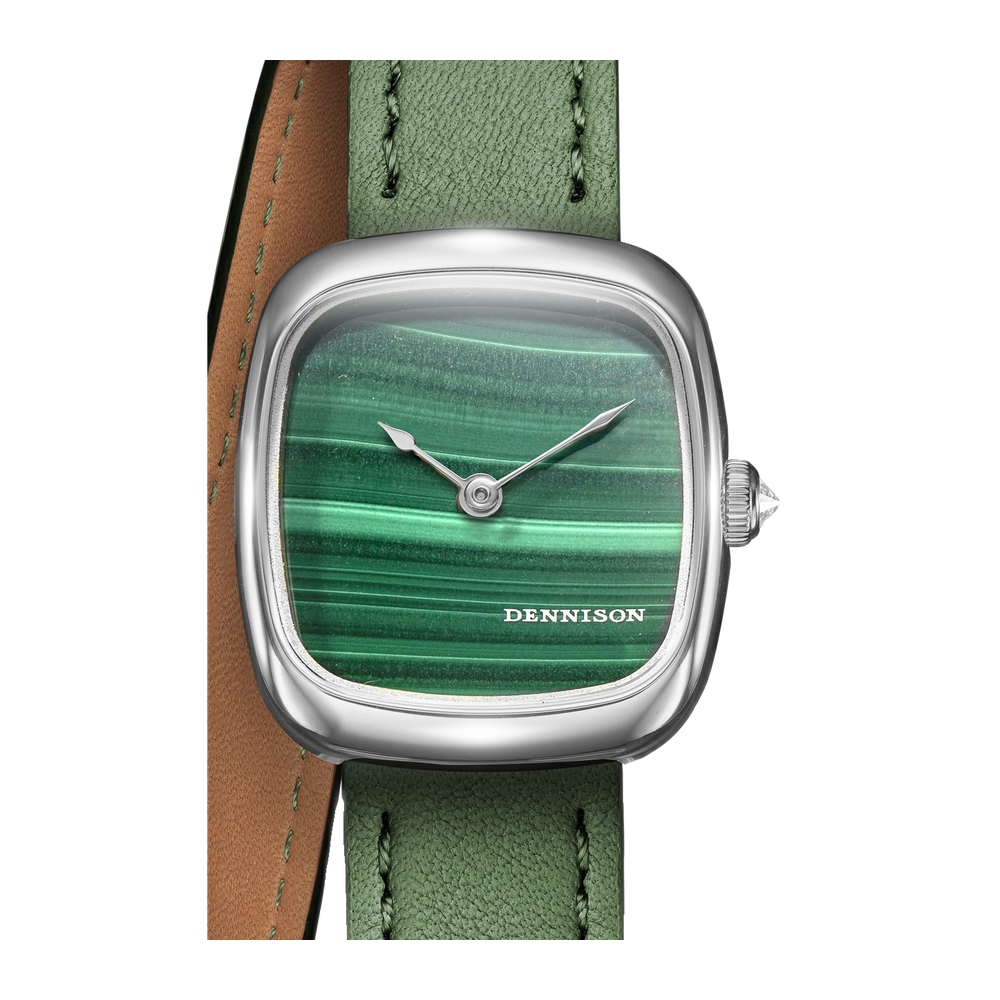Dennison Mini Malachite In Steel Green Dial Straps