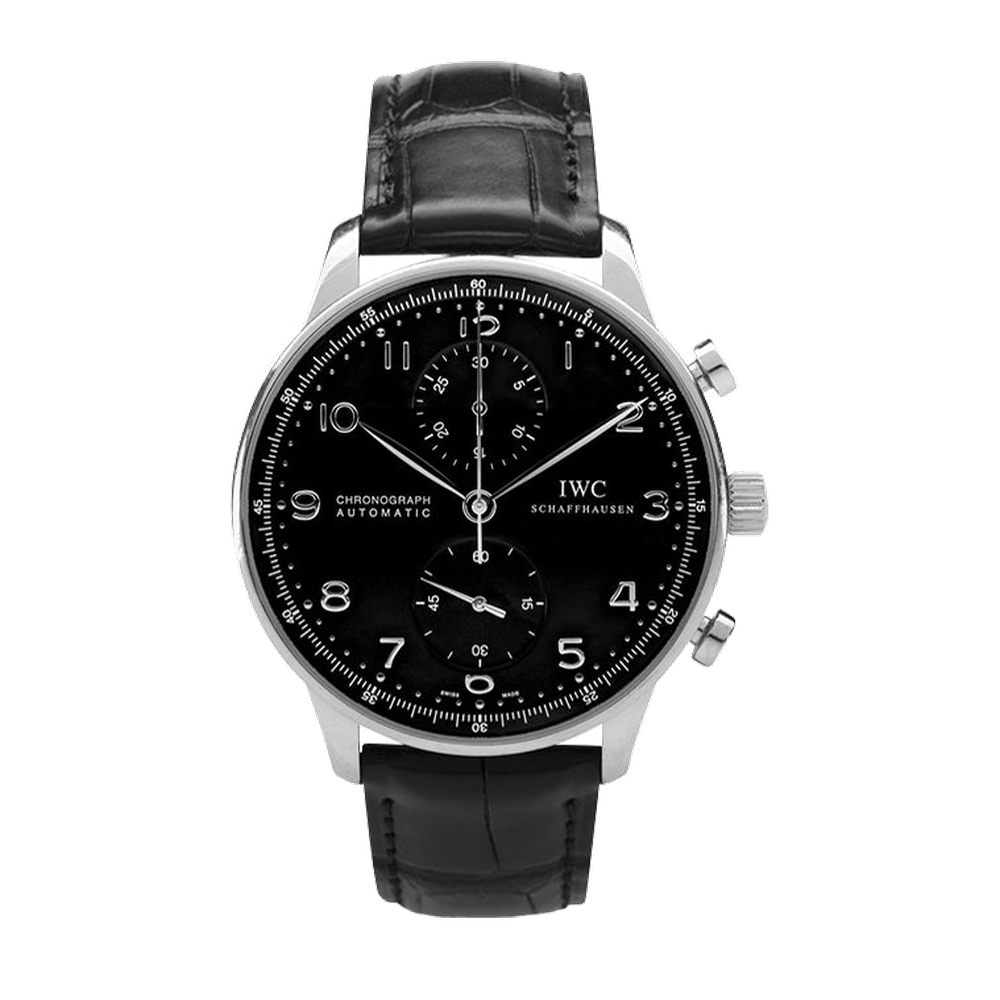 IWC Portuguese Chrono-Automatic Stainless Steel / Black Black Dial Straps