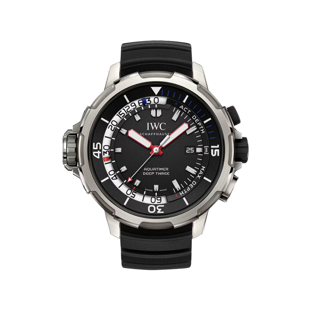 IWC Aquatimer Deep Three Black Dial Straps