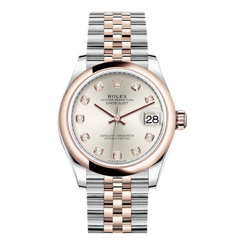 Rolex Datejust 31 Stainless Steel / Rose Gold / Domed / Silver - Diamond / Jubilee