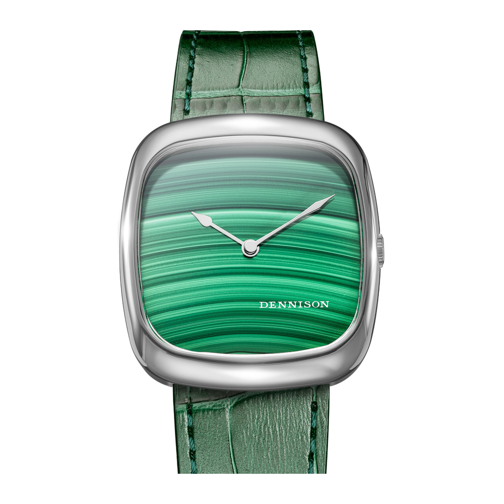 Dennison Natural Malachite Stone In Steel Green Dial Straps
