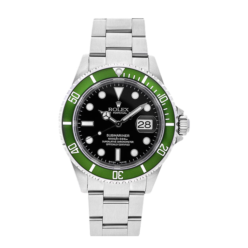 Rolex Submariner Date 16610 LV Mark 2 Black Dial Straps