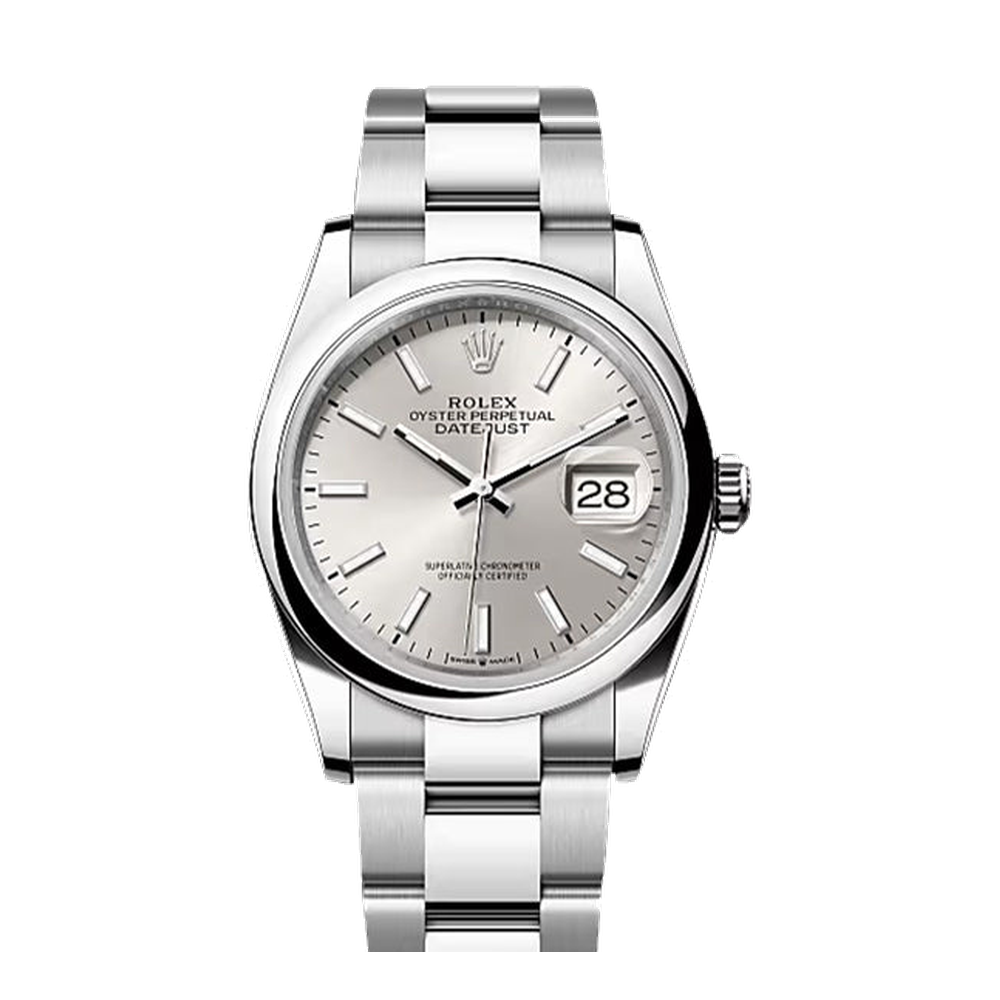 Rolex Datejust 36 Stainless Steel / Everose / Domed / Silver Palm / Oyster