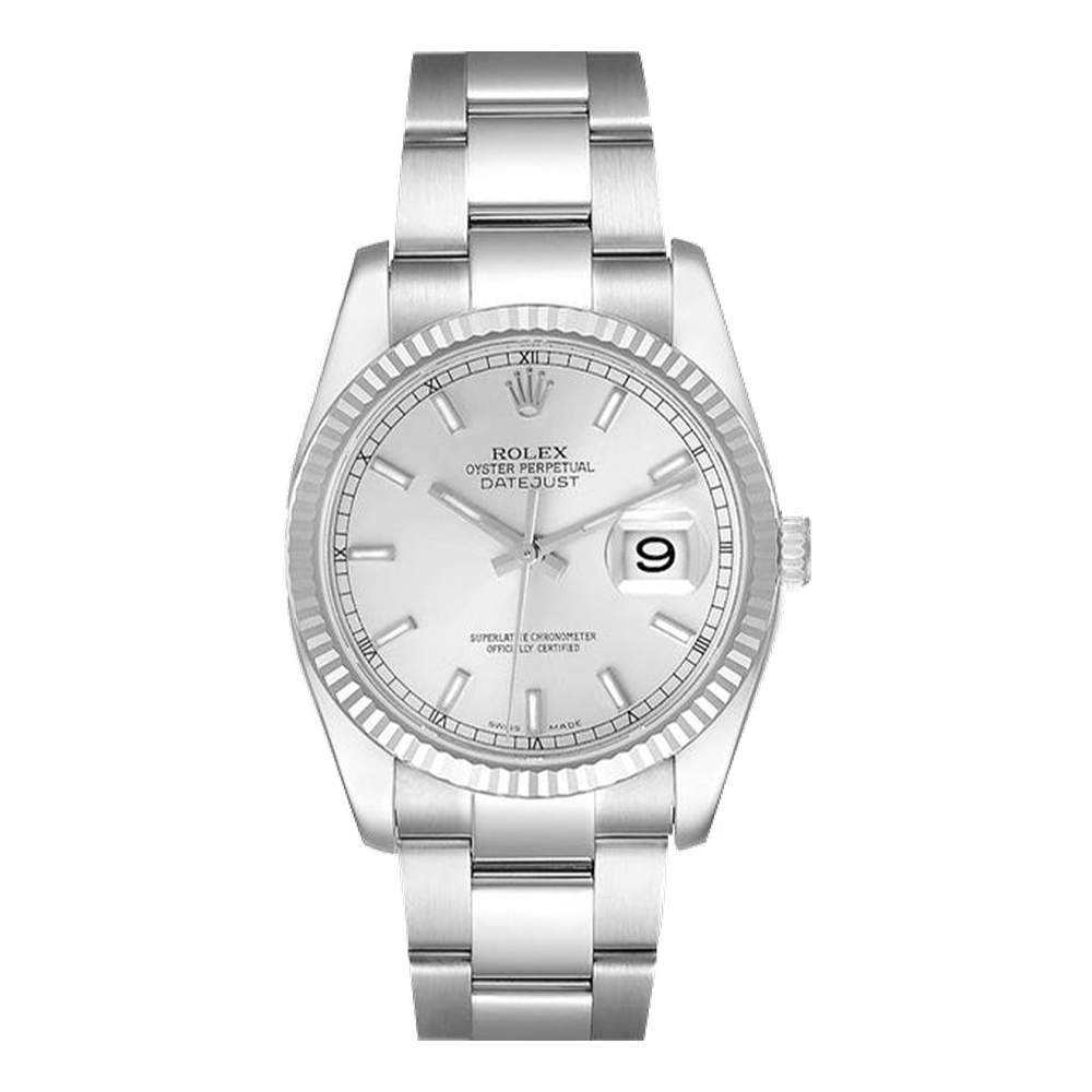 Rolex Datejust 36 Stainless Steel Fluted / Oyster / Silver Grey Dial Straps