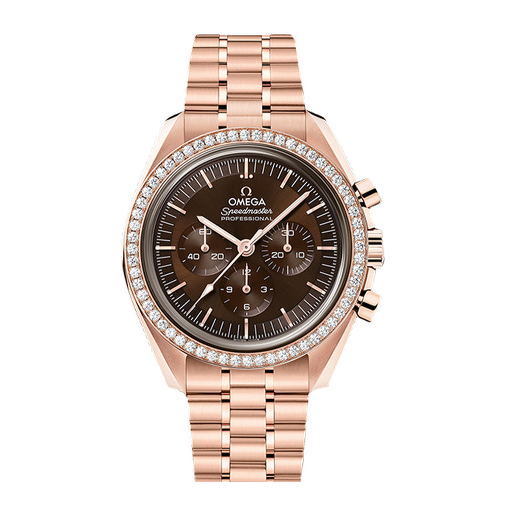 Omega Speedmaster Professional Moonwatch 3861 Sedna Gold - Diamond / Brown / Bracelet