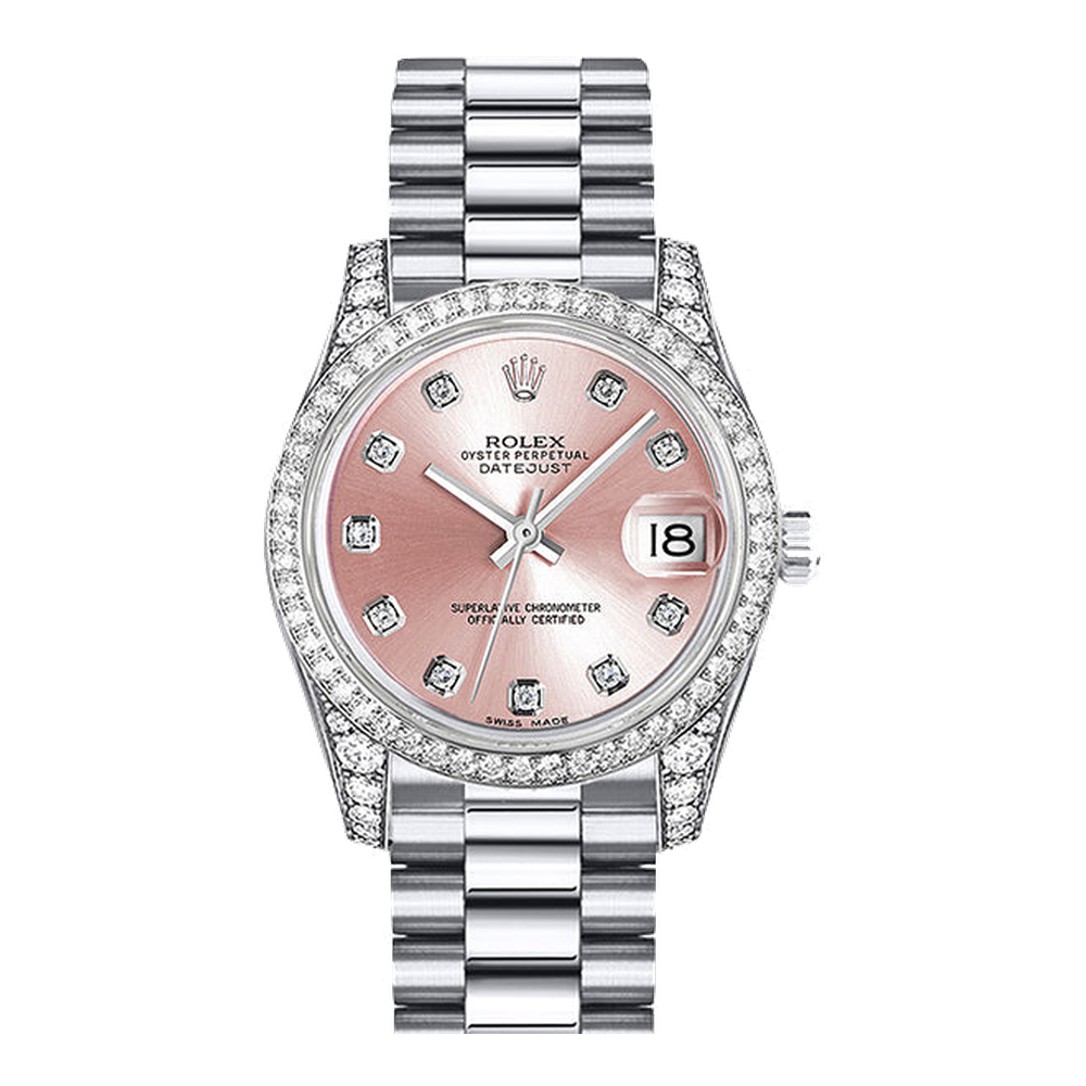 Rolex Datejust 31 White Gold Diamond / President / Pink Diamond