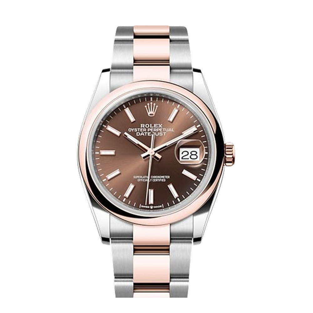 Rolex Datejust 36 Stainless Steel - Everose - Domed / Chocolate / Oyster Brown Dial Straps