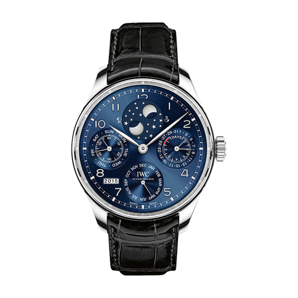 IWC Portugieser Perpetual Calendar Double Moon White Gold / Blue