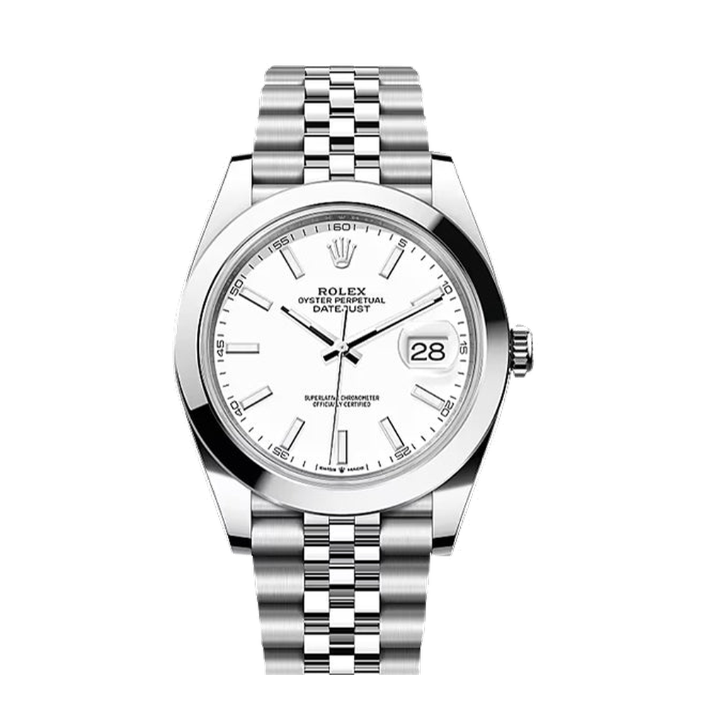 Rolex Datejust 41 Stainless Steel Smooth / Jubilee / White White Dial Straps