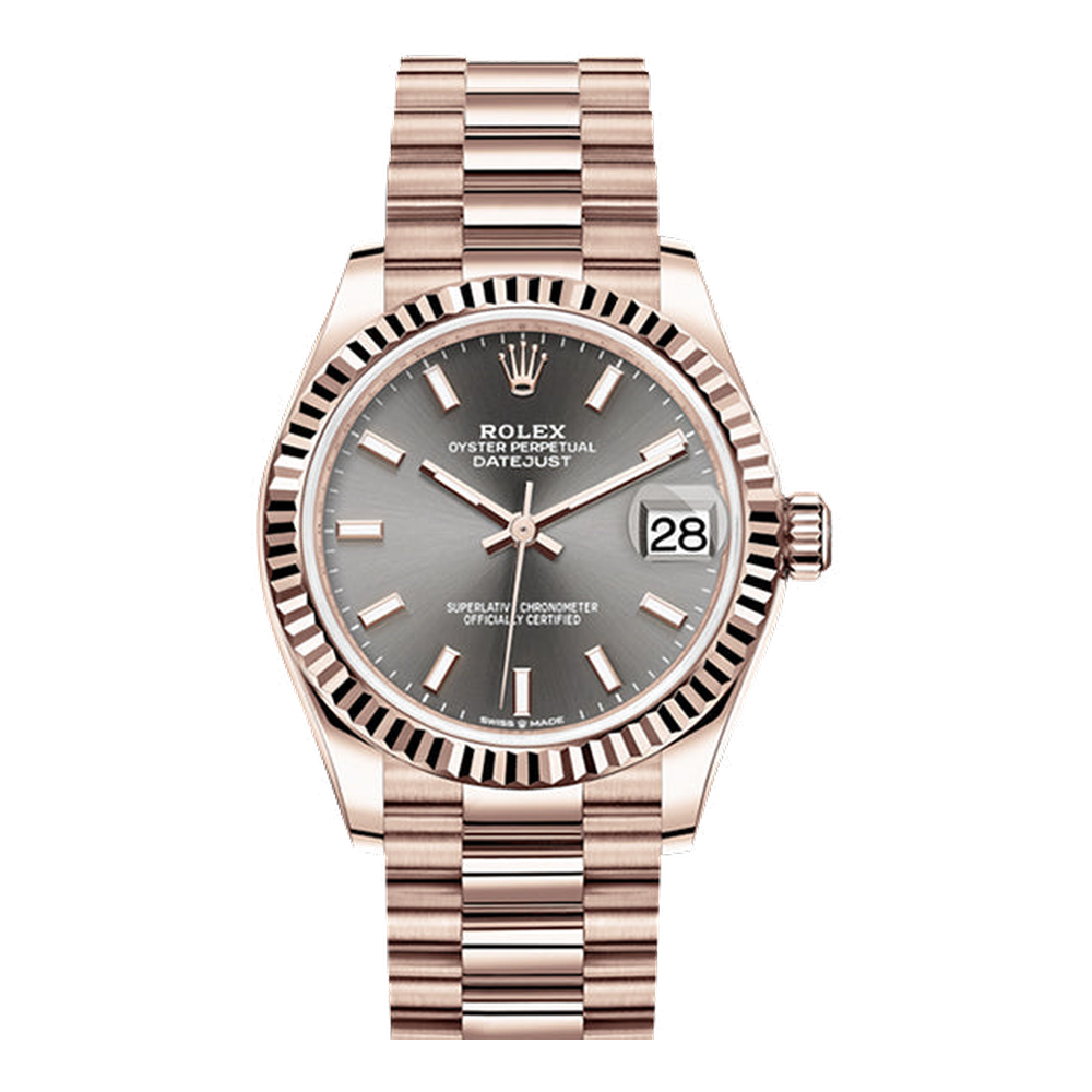 Rolex Datejust 31 Rose Gold / Fluted / Grey / President