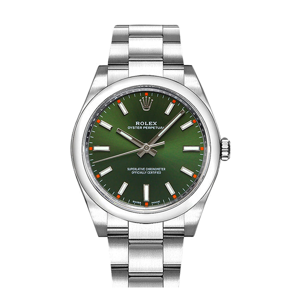 Rolex Oyster Perpetual 34 Olive Green Green Dial Straps