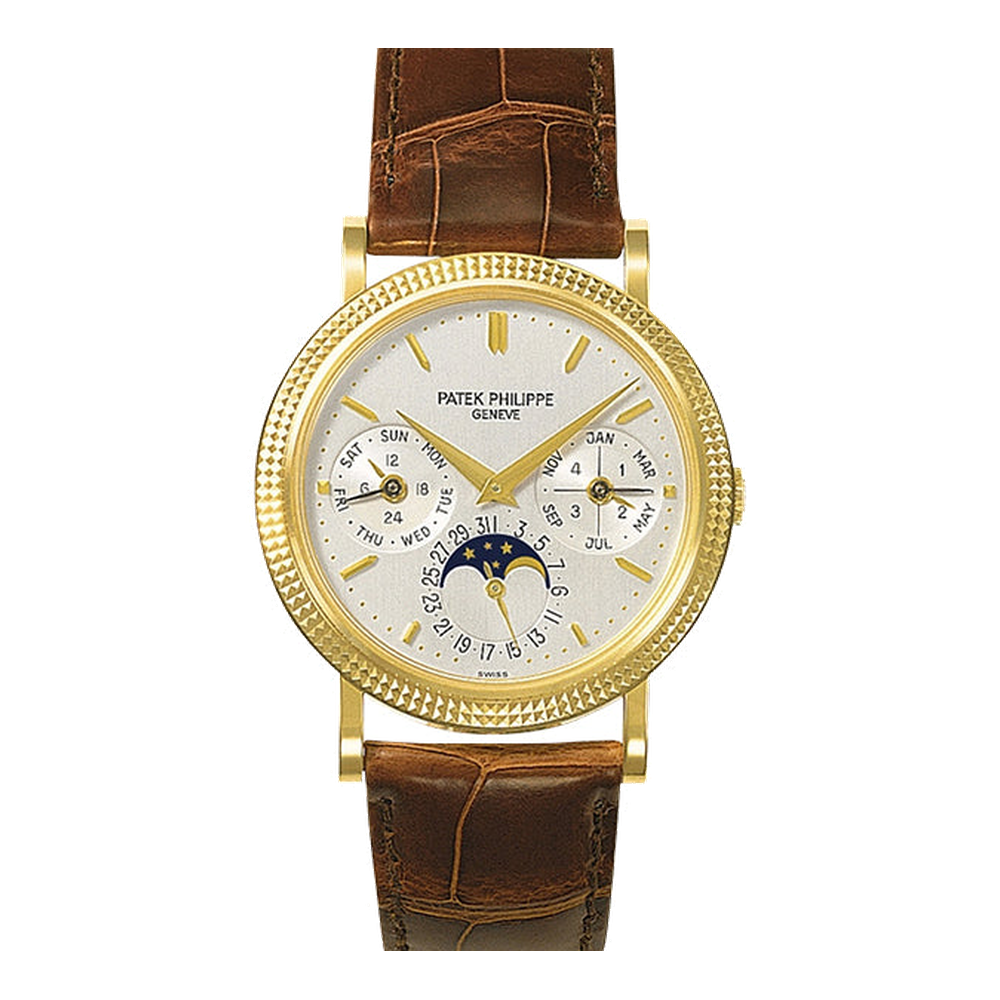 Patek Philippe Perpetual Calendar 5039 Yellow Gold / Silver White Dial Straps