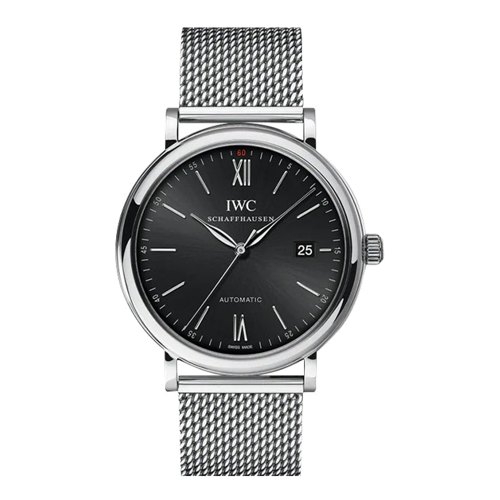IWC Portofino Automatic Stainless Steel / Black / Long Milanese