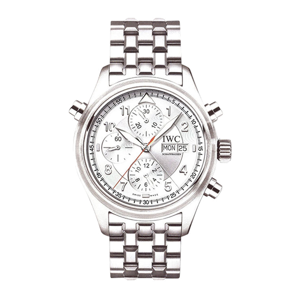 IWC Pilot's Watch Spitfire Double Chronograph Stainless Steel / Silver / German / Bracelet