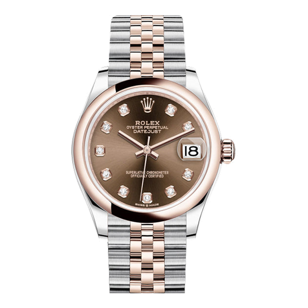 Rolex Datejust 31 Stainless Steel/ Rose Gold / Domed / Chocolate - Diamond / Jubilee