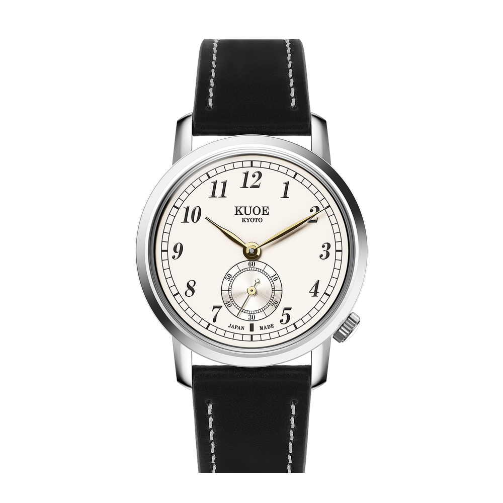 Kuoe Kyoto 90-007 Natural/Cream dial / Gold hands / 35 mm / Silver case Natural/Cream Dial Straps