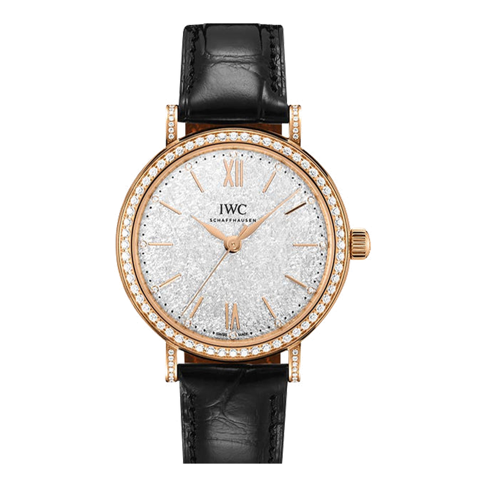 IWC Portofino 34 Rose Gold / Diamond / Silver-Embossed / Santoni