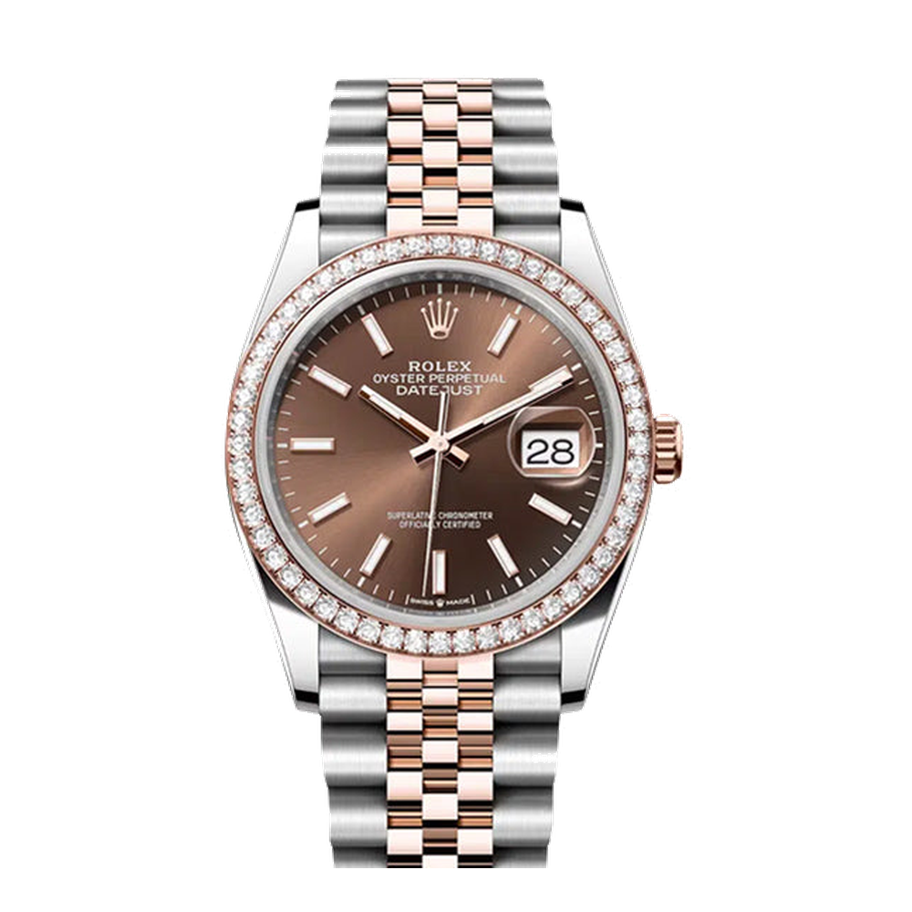 Rolex Datejust 36 Stainless Steel - Everose - Diamond / Chocolate / Jubilee Brown Dial Straps