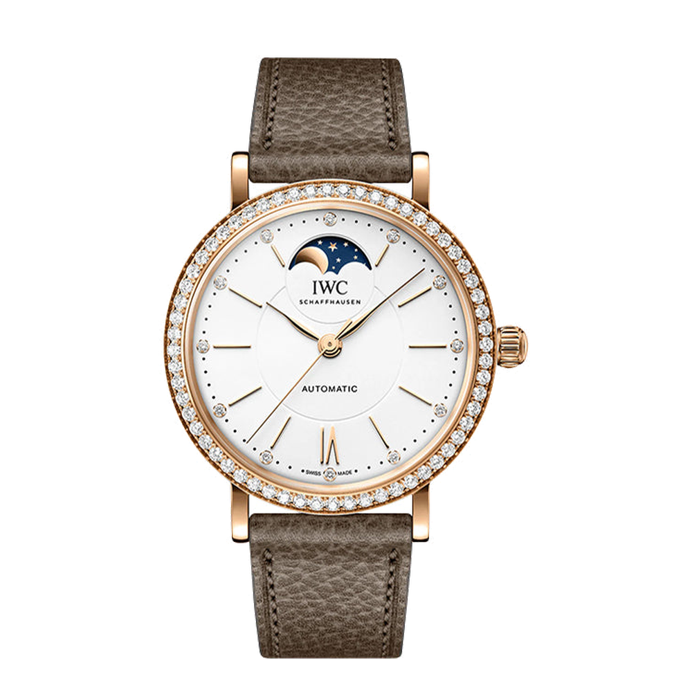 IWC Portofino Automatic Moon Phase 37 Red Gold - Diamond / Silver