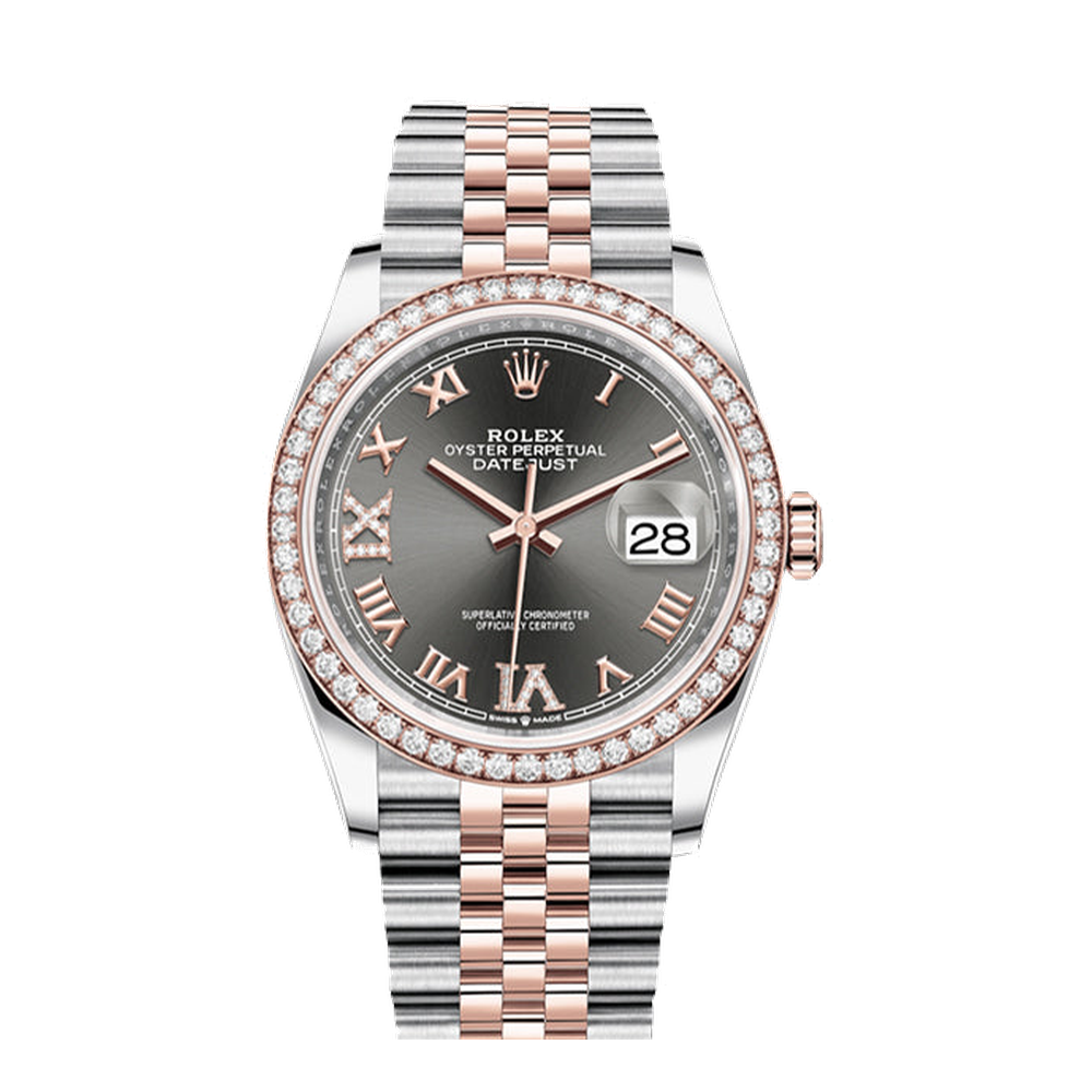 Rolex Datejust 36 Stainless Steel / Everose / Diamond / Slate Roman Diamond / Jubilee
