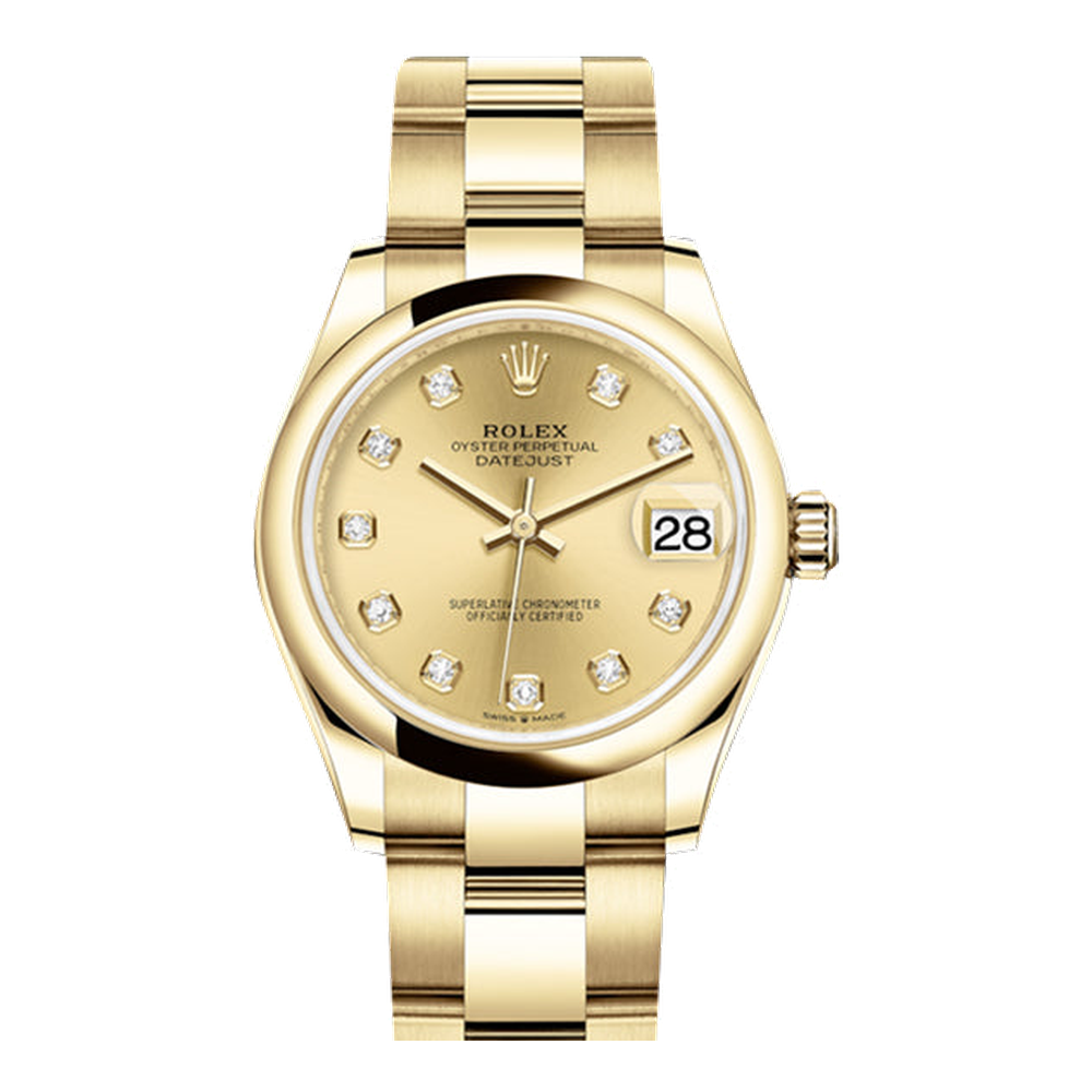 Rolex Datejust 31 Yellow Gold / Domed / Champagne - Diamond / Oyster