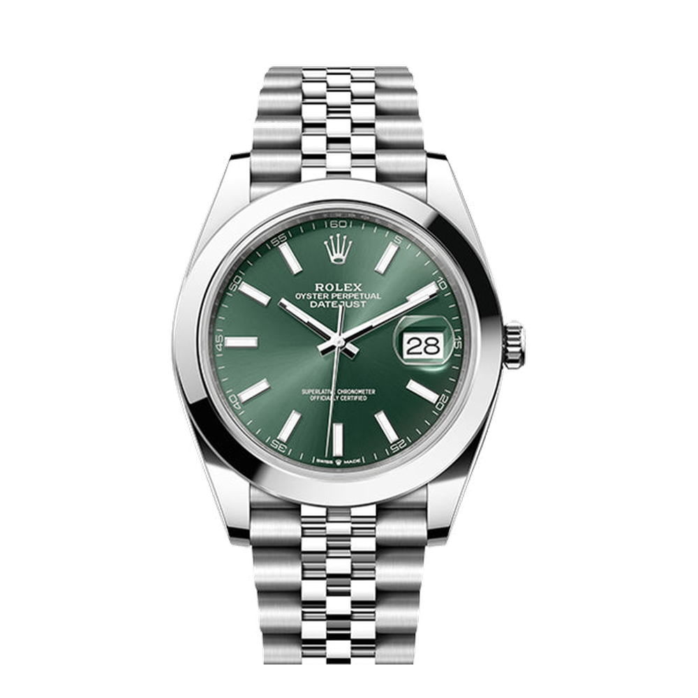 Rolex Datejust 41 Stainless Steel Smooth / Jubilee / Green Green Dial Straps