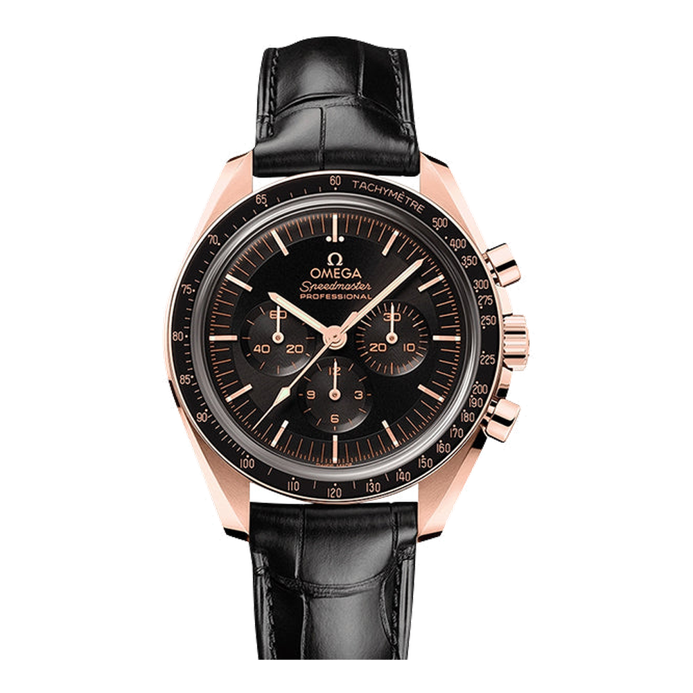 Omega Speedmaster Professional Moonwatch 3861 Sedna Gold / Black / Alligator