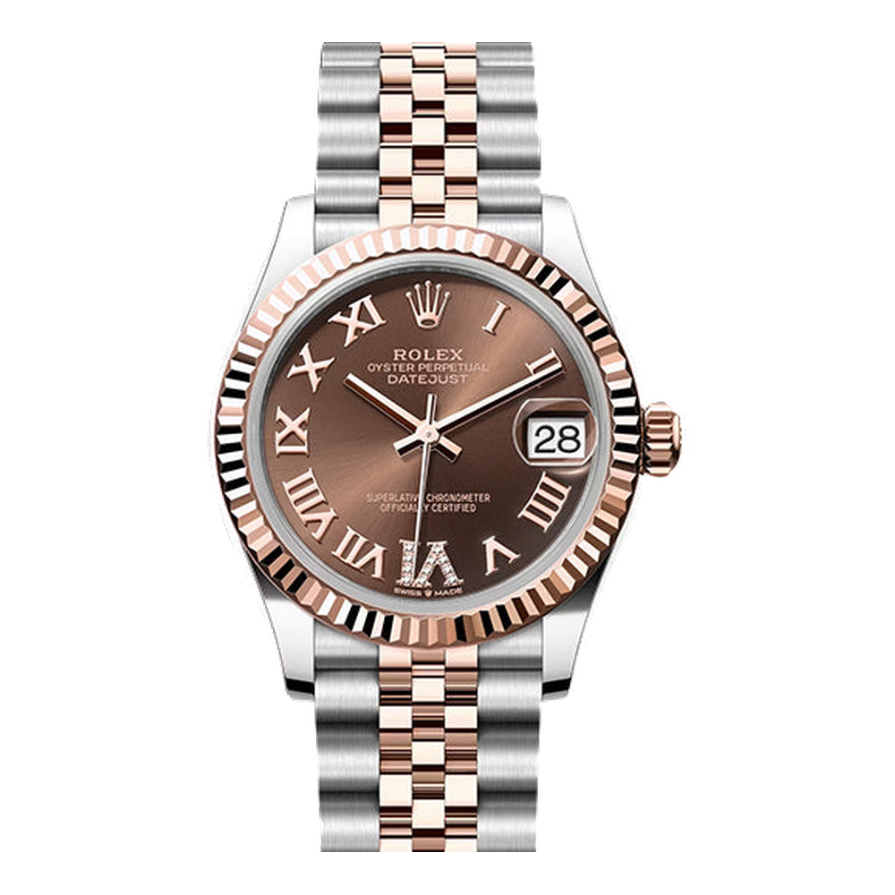 Rolex Datejust 31 Stainless Steel/ Rose Gold / Fluted / Chocolate - Roman / Jubilee