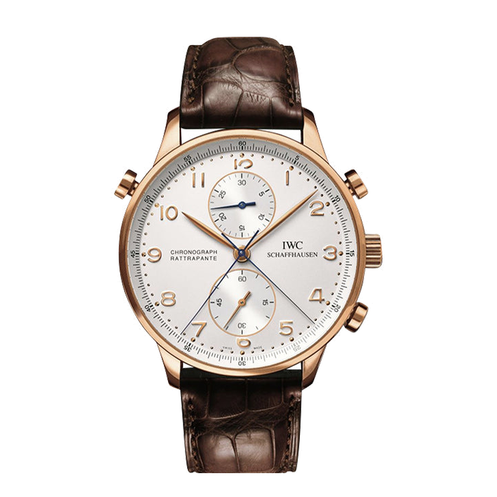 IWC Portugieser Chrono-Rattrapante Rose Gold / Silver White Dial Straps