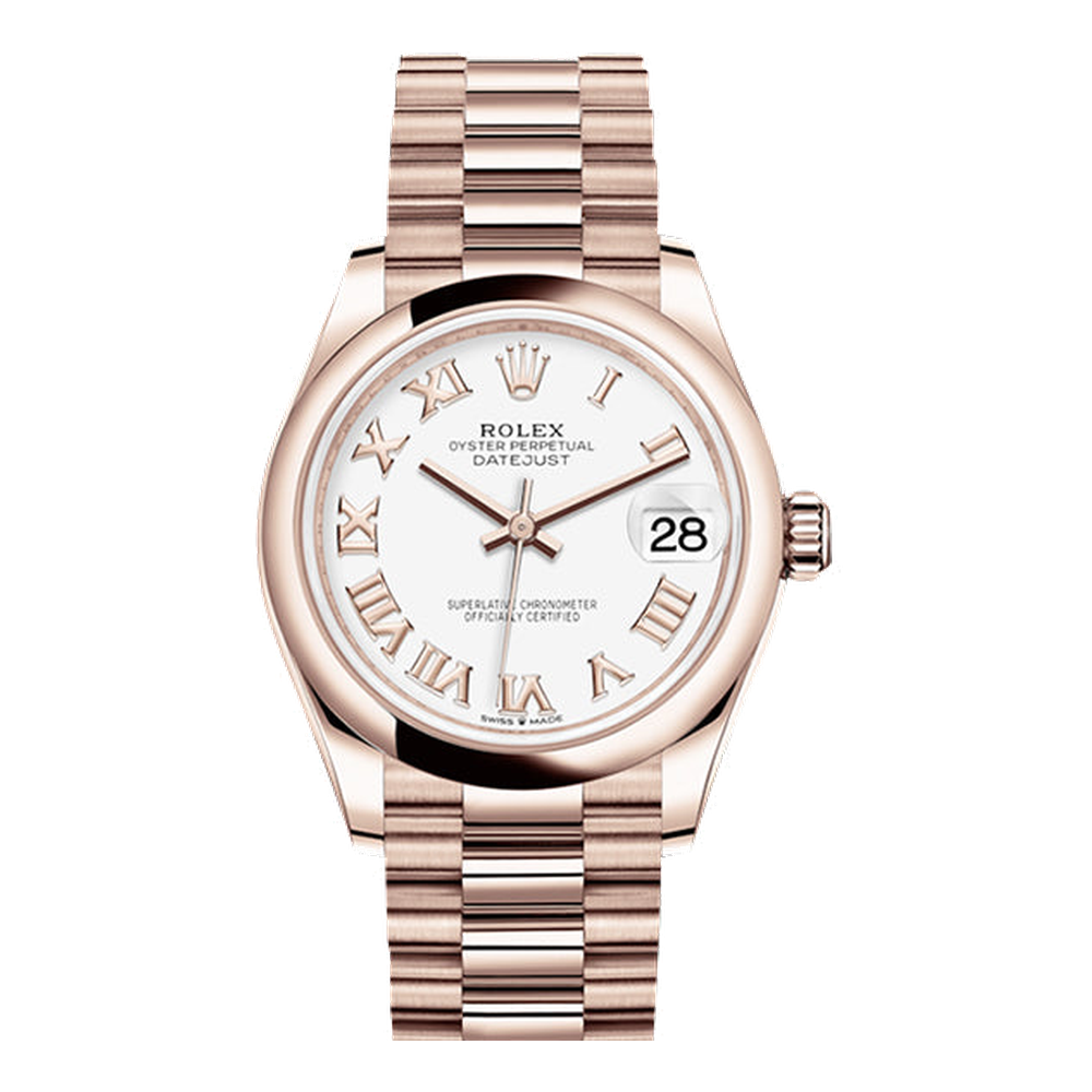 Rolex Datejust 31 Rose Gold / Domed / White - Roman / President