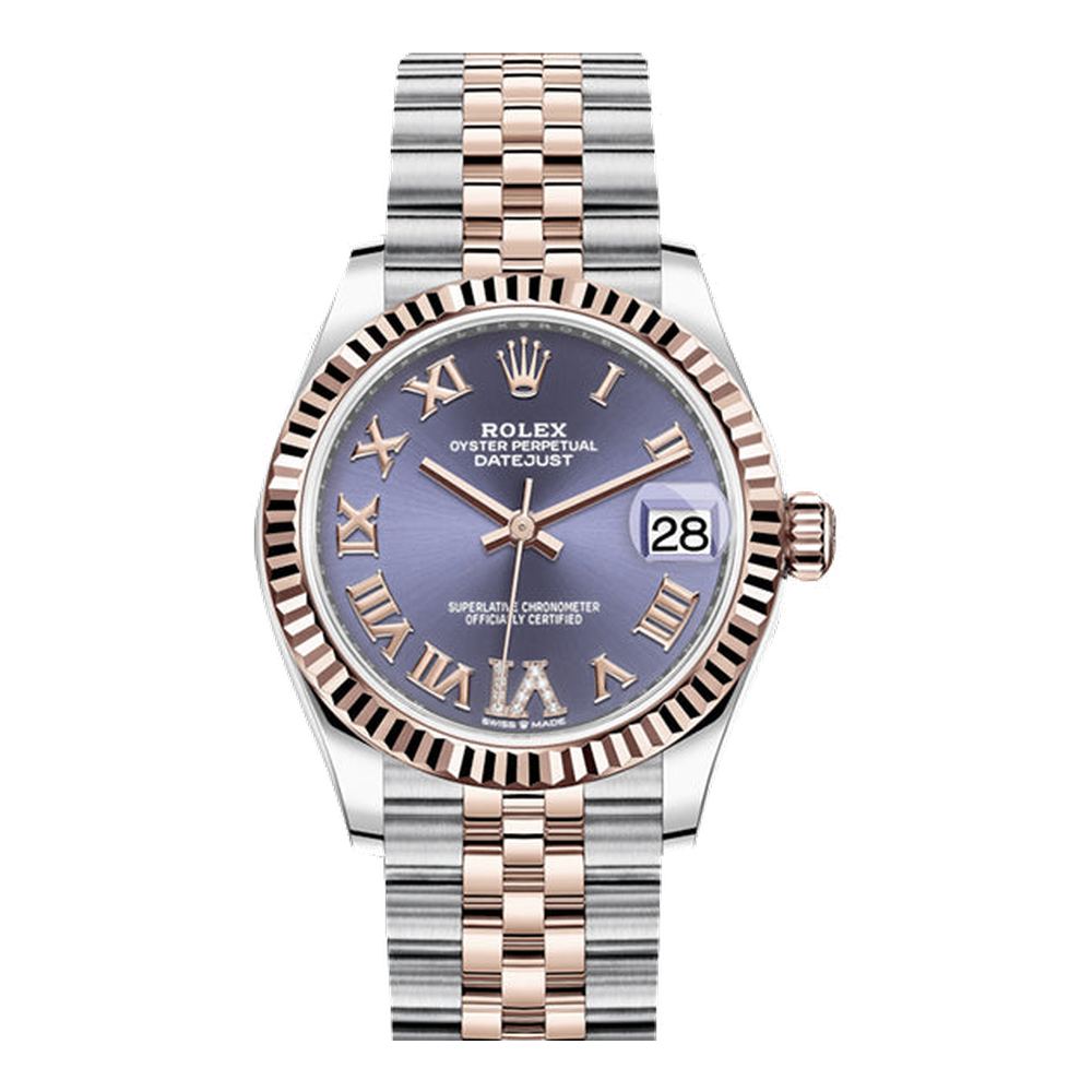 Rolex Datejust 31 Stainless Steel/ Rose Gold / Fluted / Aubergine - Roman / Jubilee