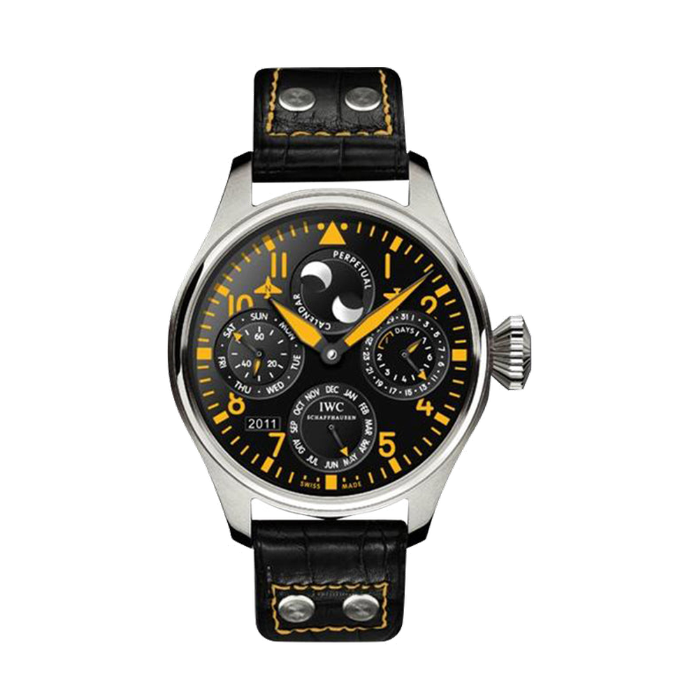 IWC Big Pilot Perpetual Calendar Orange Black Dial Straps