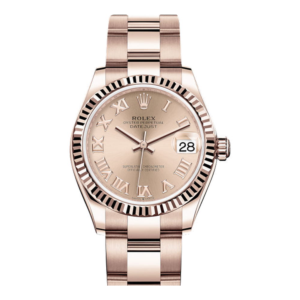 Rolex Datejust 31 Rose Gold / Fluted / Rose - Roman / Oyster