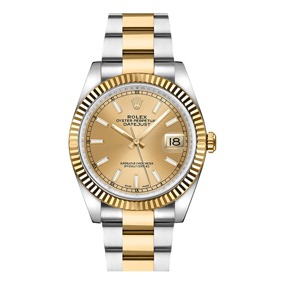 Rolex Datejust 36 Rolesor Yellow Fluted / Oyster / Champagne Yellow Dial Straps