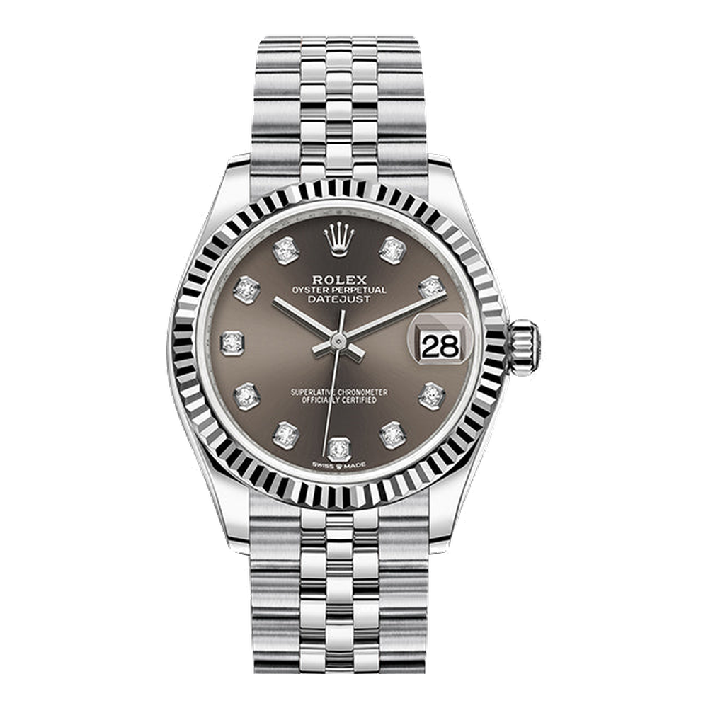 Rolex Datejust 31 Stainless Steel Fluted / Jubilee / Grey - Diamonds