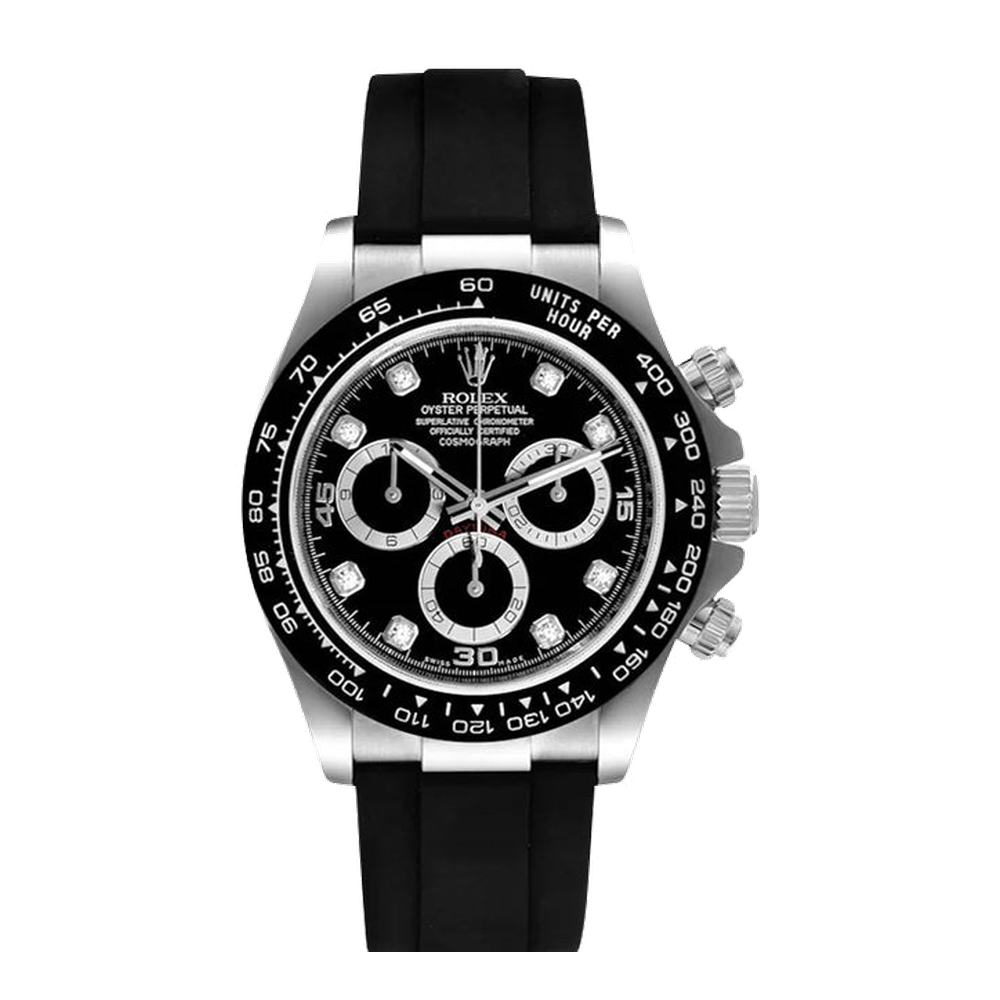 Rolex Cosmograph Daytona White Gold / Cerachrom / Black - Diamond / Oysterflex Black Dial Straps