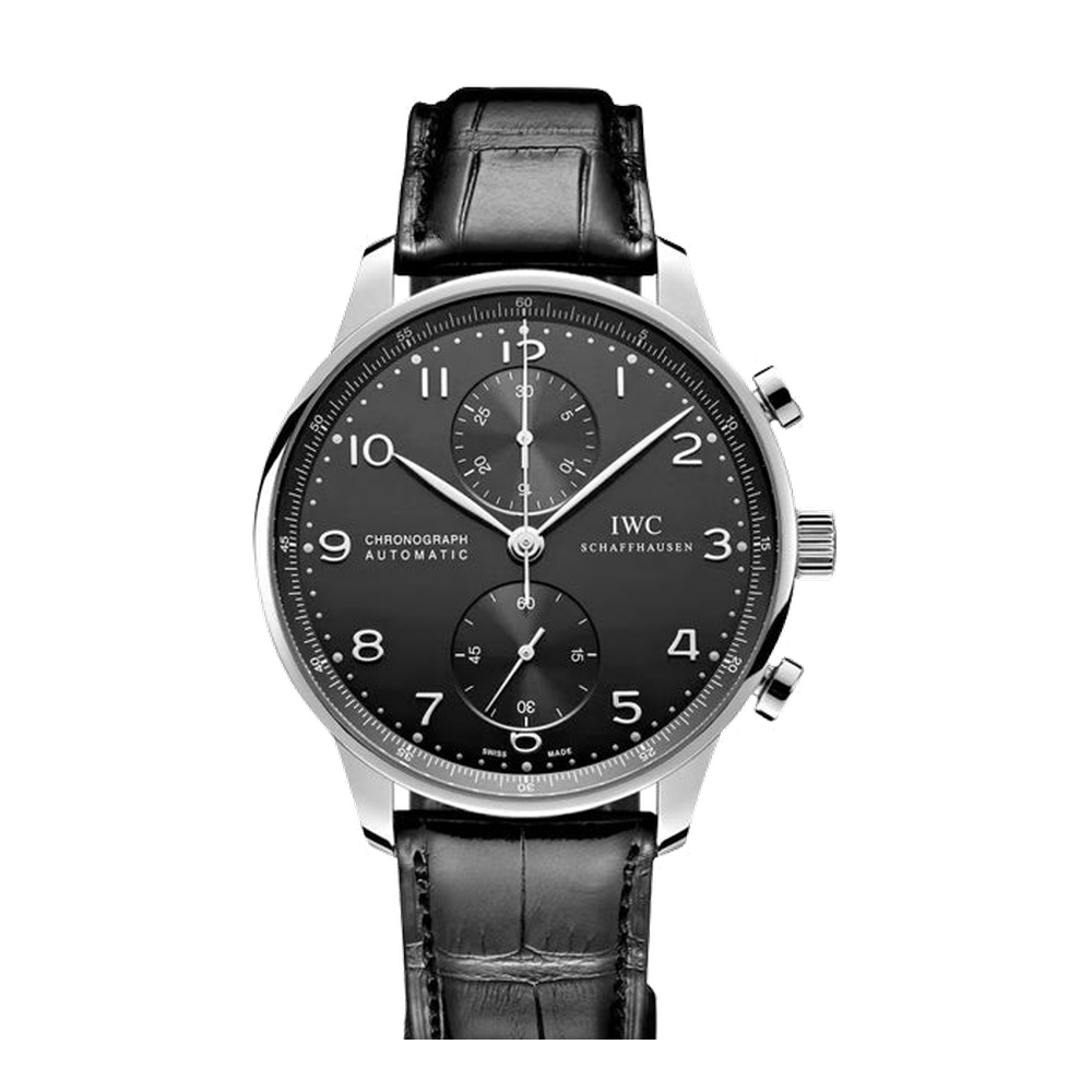 IWC Portugieser Chronograph Black Dial Straps