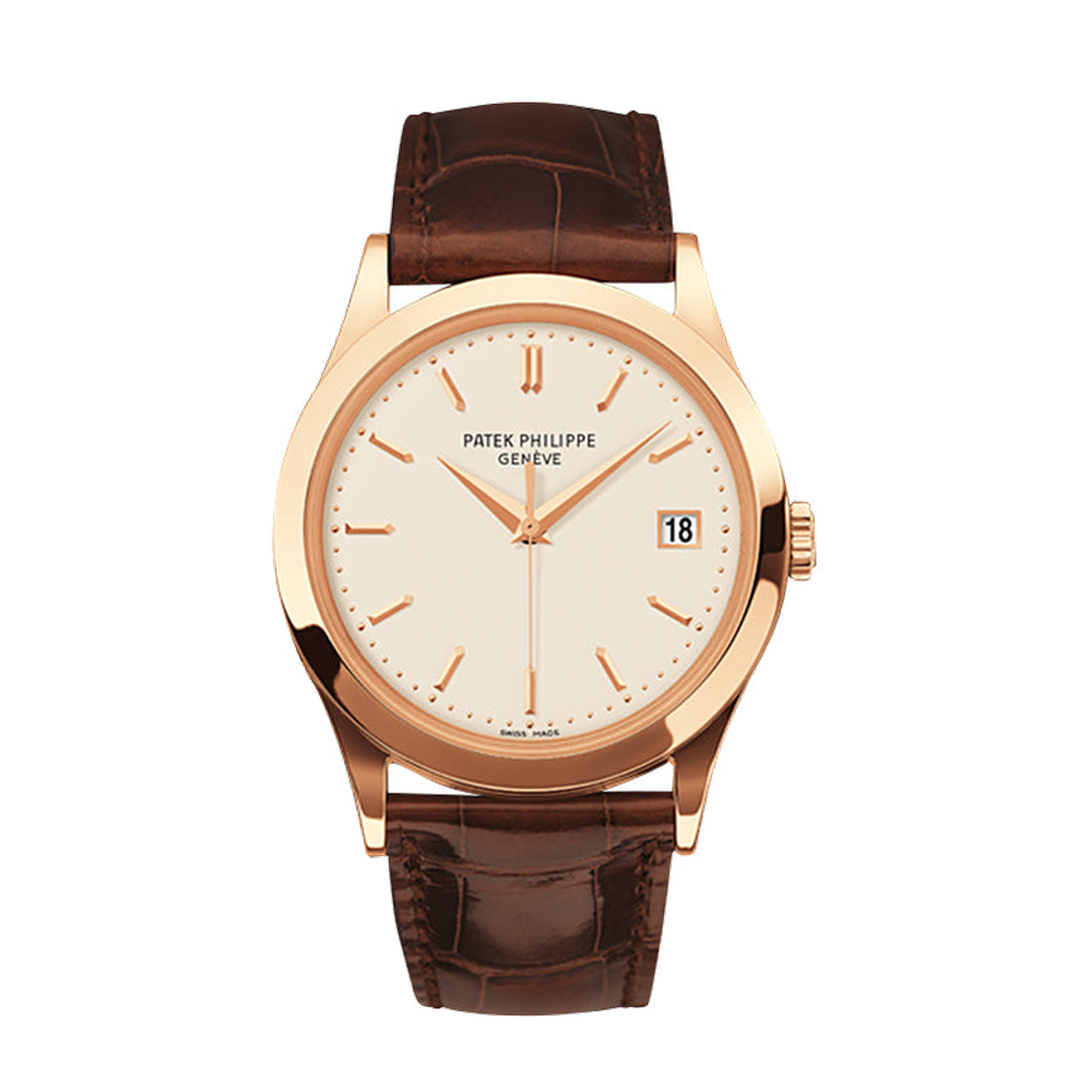 Patek Philippe Calatrava 5296 Rose Gold/Silver Natural / Cream Dial Straps