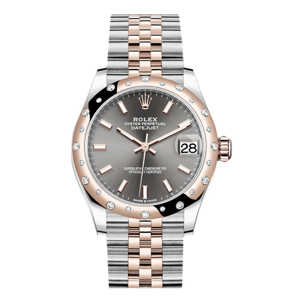 Rolex Datejust 31 Stainless Steel/ Rose Gold / Domed - Diamond / Grey / Jubilee