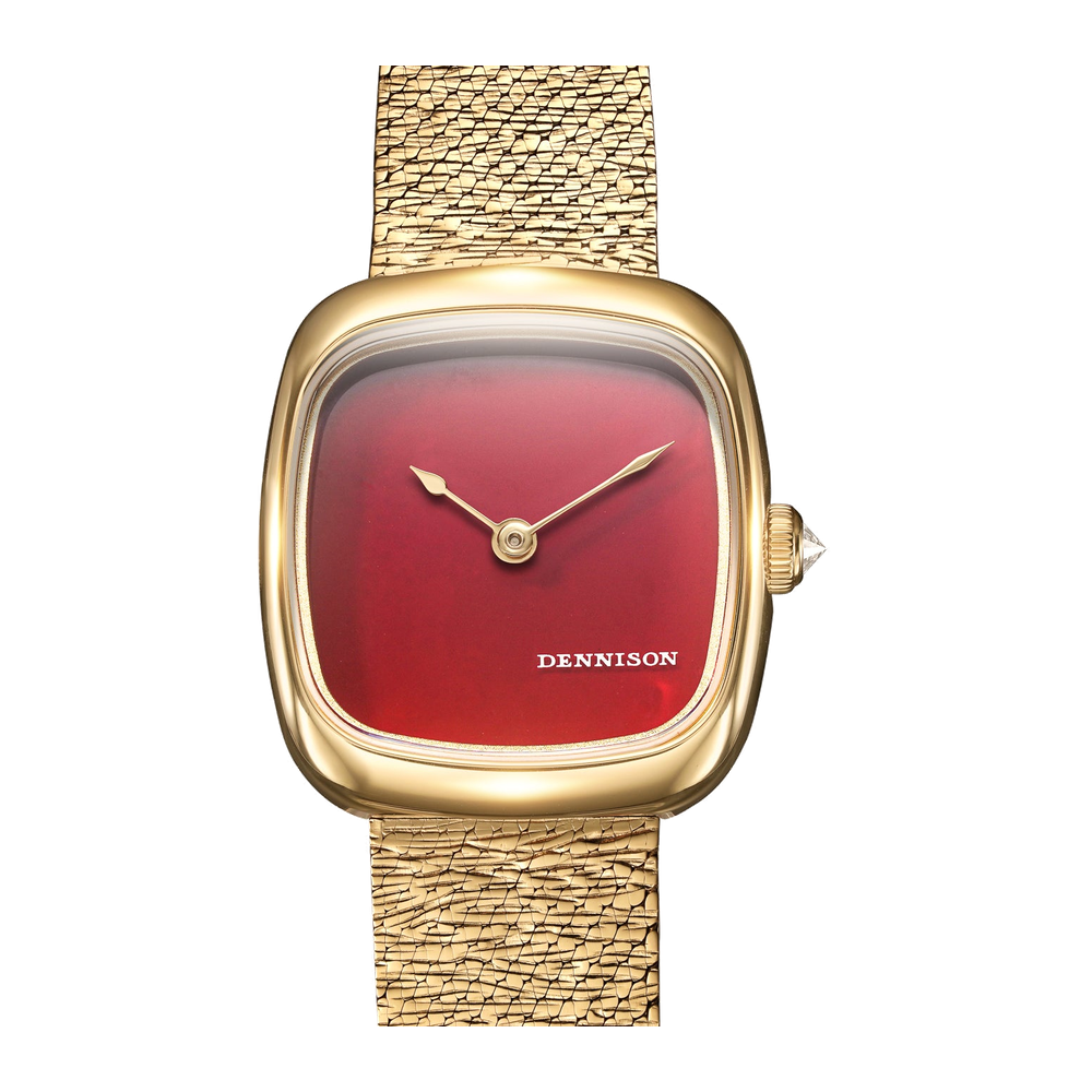 Dennison Mini Red Jasper In Gold Red Dial Straps