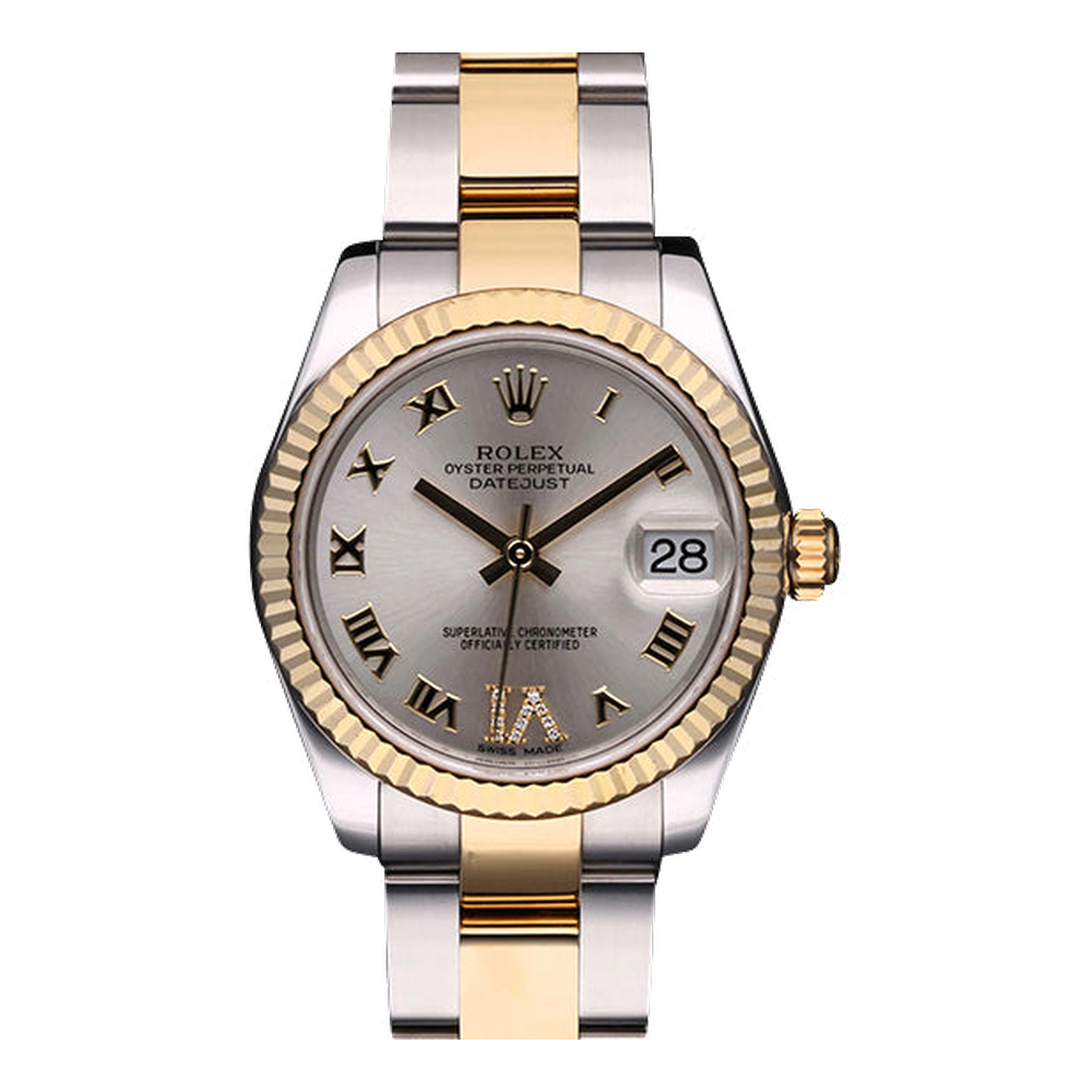 Rolex Datejust 31 Rolesor Yellow Fluted / Oyster / Silver Roman