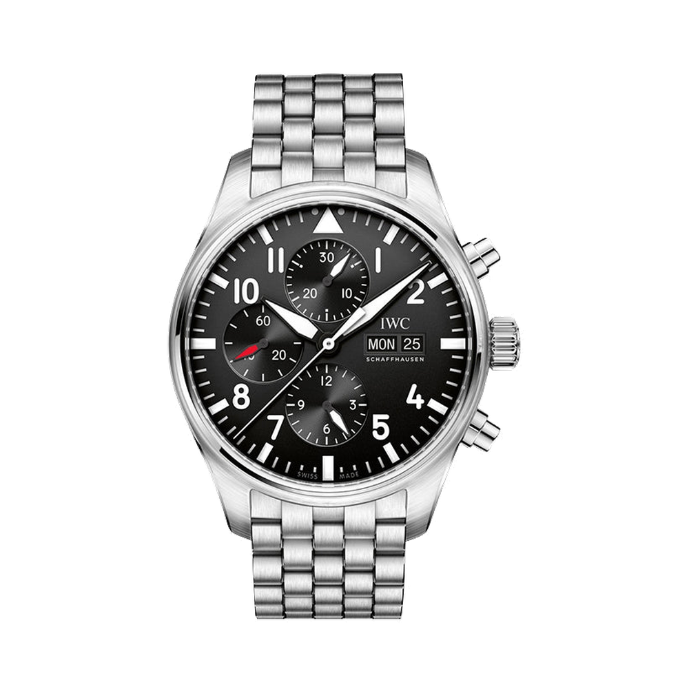 IWC Pilot's Watch Chronograph Stainless Steel / Black / Bracelet