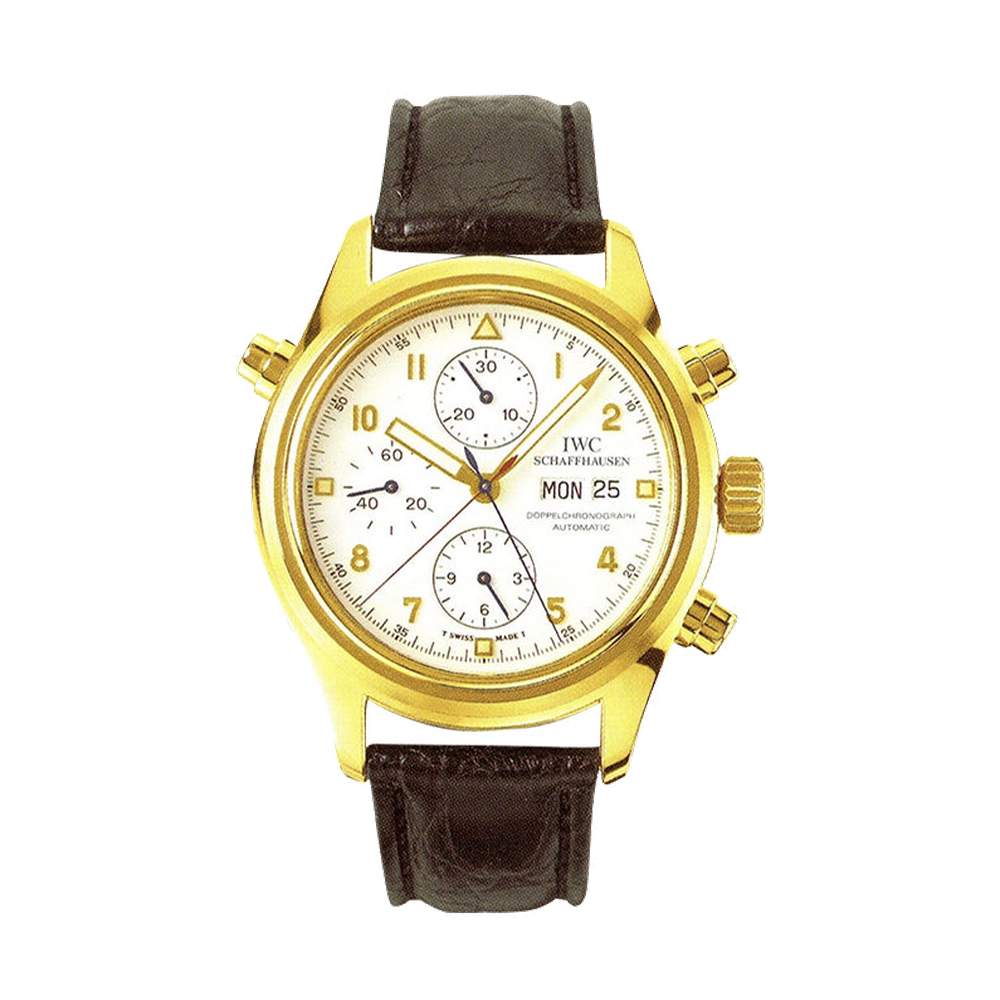 IWC Pilot's Watch Doppelchronograph Yellow Gold / White / English