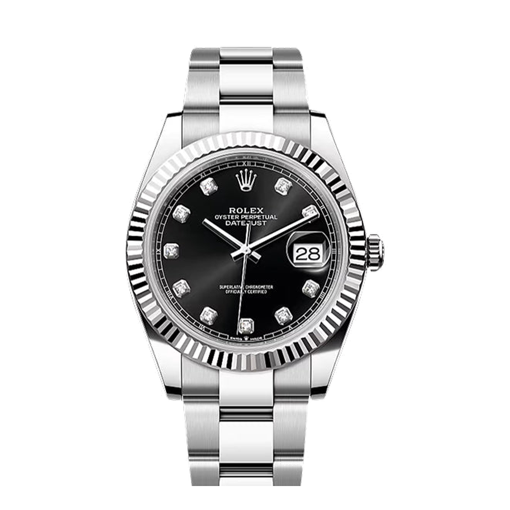 Rolex Datejust 41 Stainless Steel Fluted / Oyster / Black - Diamond