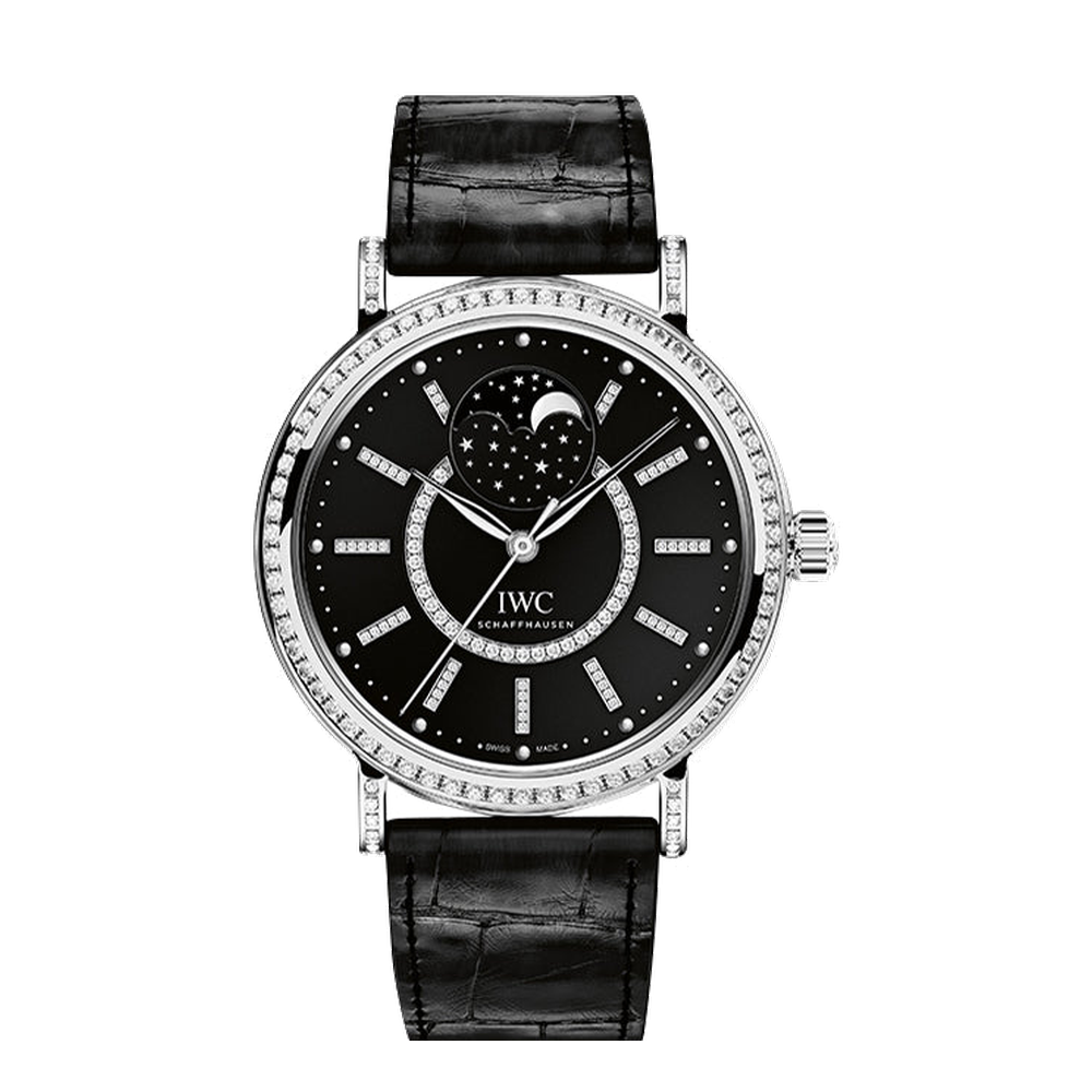 IWC Portofino Automatic Moon Phase 37 White Gold / Diamond / Black