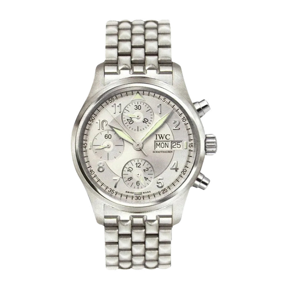 IWC Pilot's Watch Spitfire Chronograph Stainless Steel / Silver / German / Bracelet
