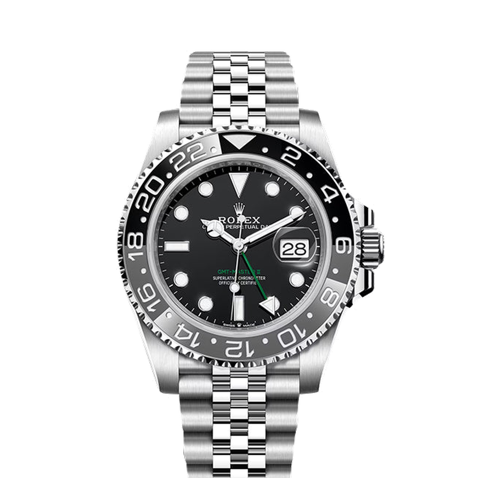 Rolex GMT-Master II Stainless Steel / GRNR / Jubilee Black Dial Straps