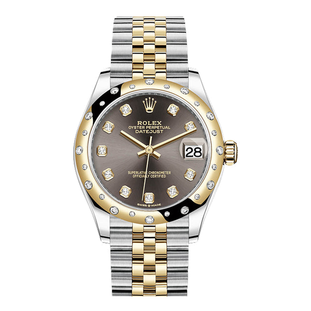 Rolex Datejust 31 Stainless Steel / Yellow Gold / Domed - Diamond / Grey - Diamond / Jubilee