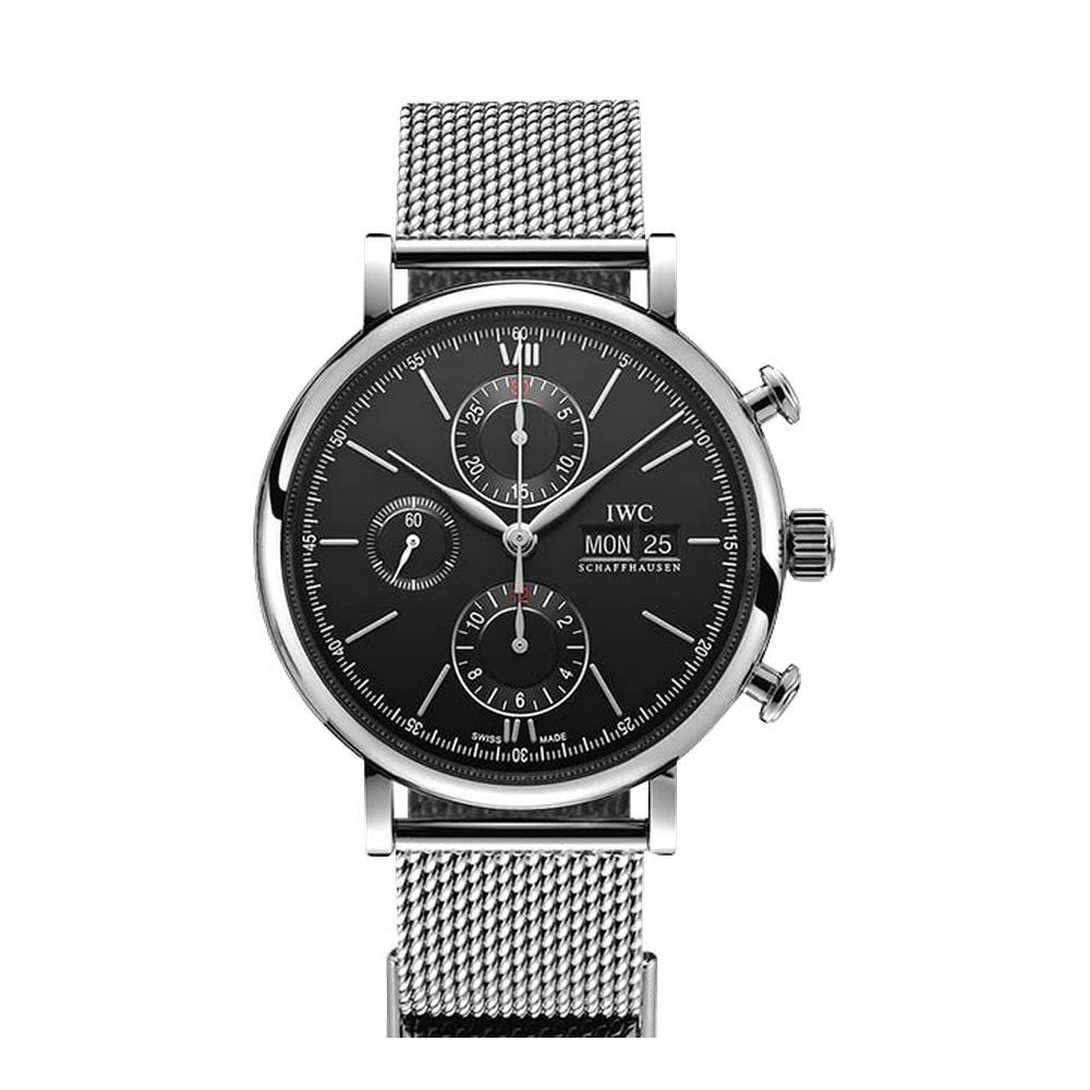 IWC Portofino Chronograph Stainless Steel / Black / Milanese